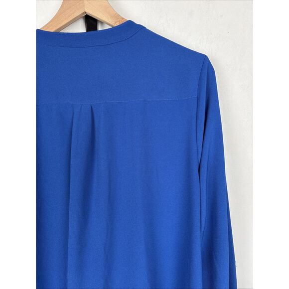 Susan Graver Button Down Blouse Women's 18W Blue Silver Buttons Stretch Roll Tab - Picture 10 of 13